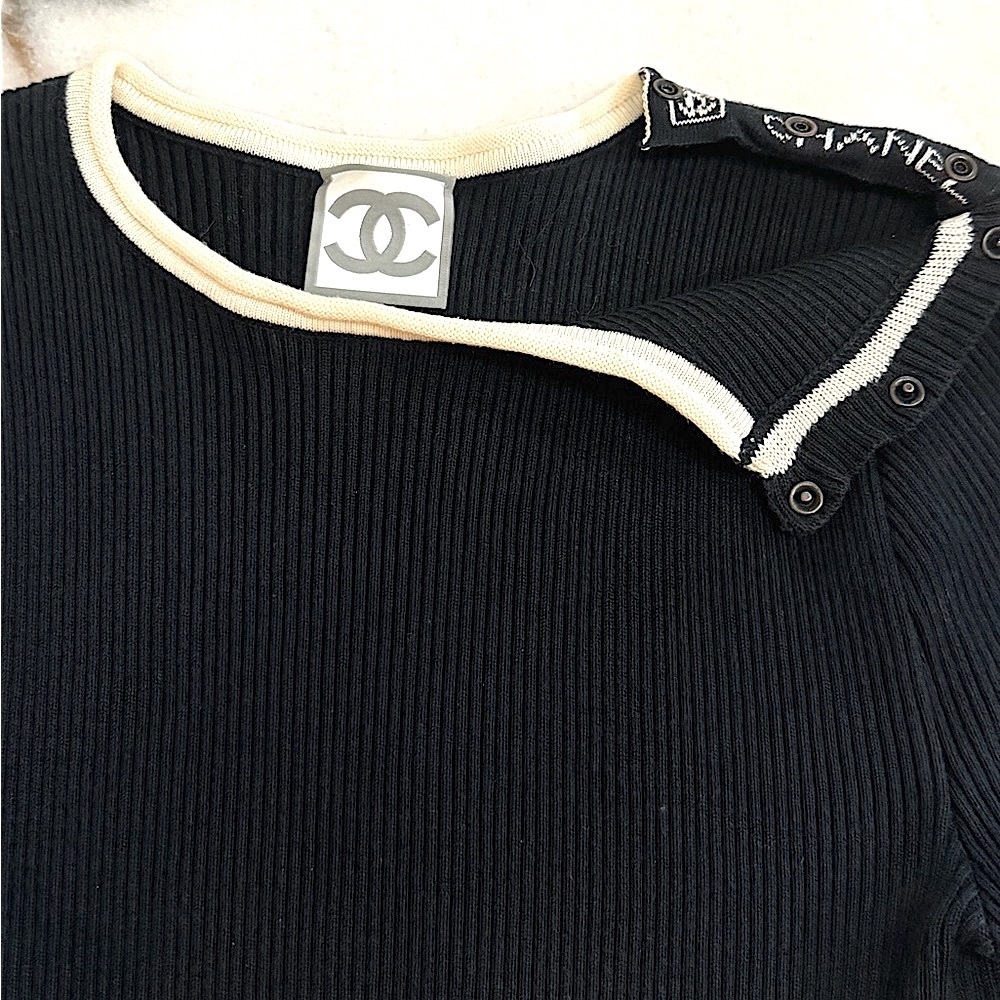 Chanel Sport Vintage 08P ribbed long sleeve top